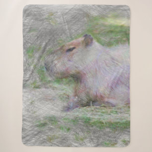 artistic animal capybara sherpa blanket