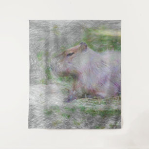 artistic animal capybara tapestry