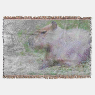 artistic animal capybara throw blanket