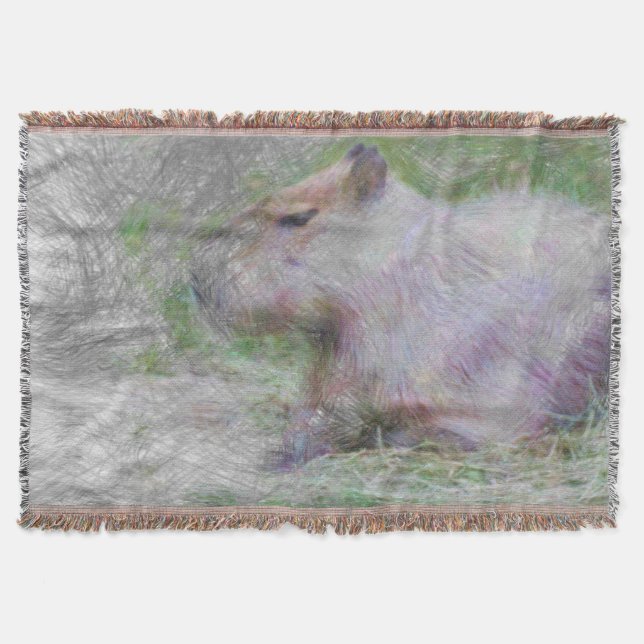 artistic animal capybara throw blanket (Front)
