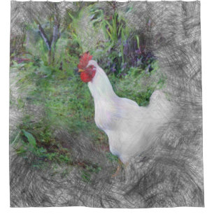 artistic animal chicken shower curtain