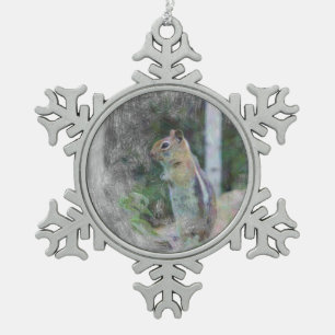 artistic animal chipmunk 1 snowflake pewter christmas ornament