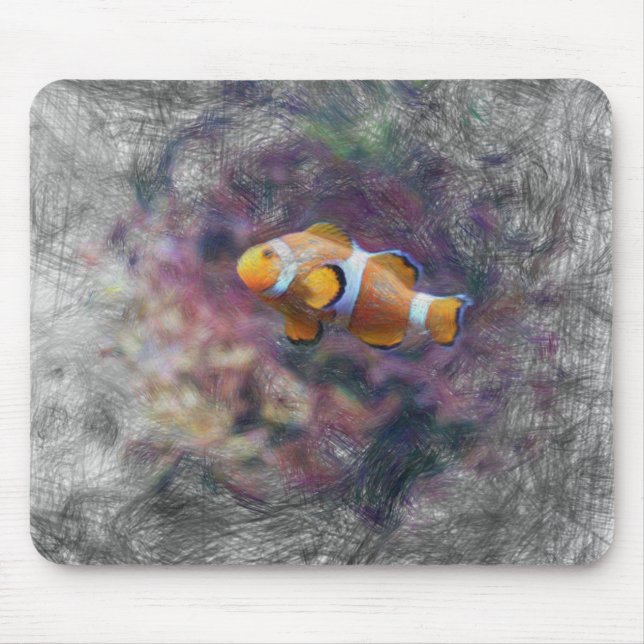 artistic animal clown fish mouse mat (Front)