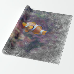 artistic animal clown fish wrapping paper