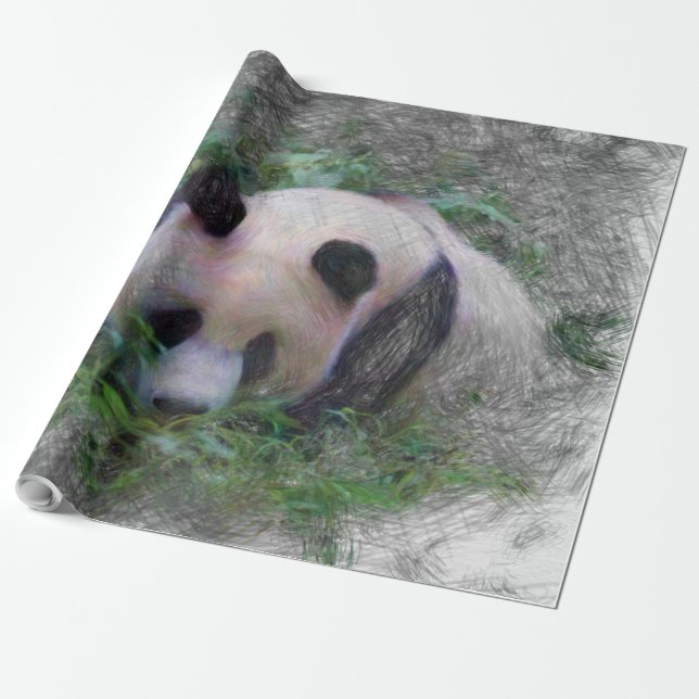 artistic animal panda wrapping paper (Unrolled)