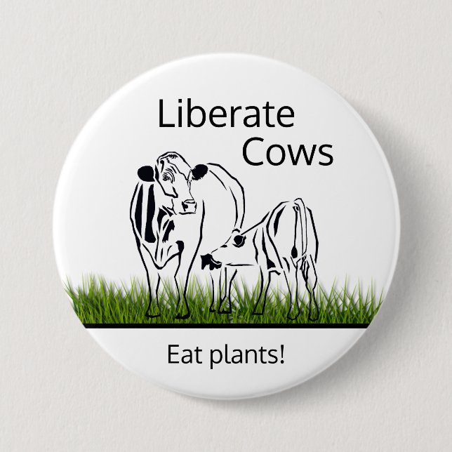 Artistic Animal Rights (For Cows) Pin Button (Front)