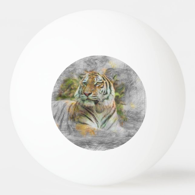 artistic animal tiger 3 ping pong ball (Front)