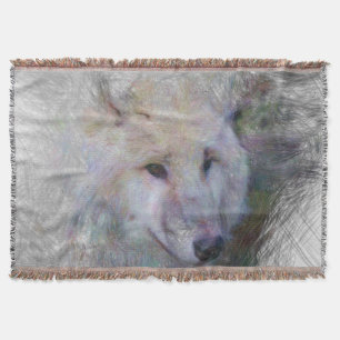 artistic animal wolf throw blanket