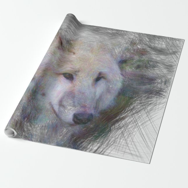 artistic animal wolf wrapping paper (Unrolled)