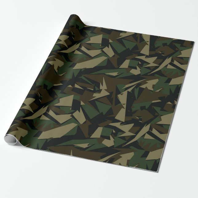 Artistic Army Camo Pattern Wrapping Paper (Unrolled)