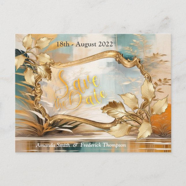 Artistic Asian Oriental Waves & Sceneries Announcement Postcard (Front)