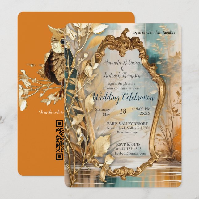 Artistic Asian Oriental Waves & Sceneries Invitation (Front/Back)