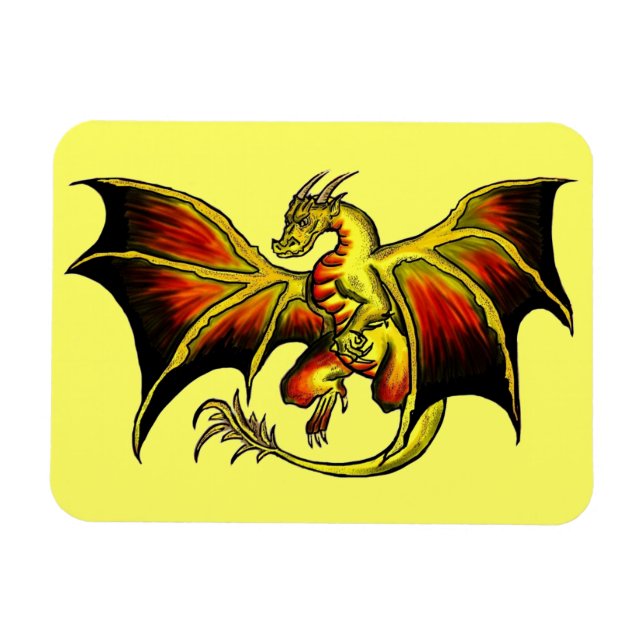 Artistic attitude colourful dragon rectangle magne magnet (Horizontal)