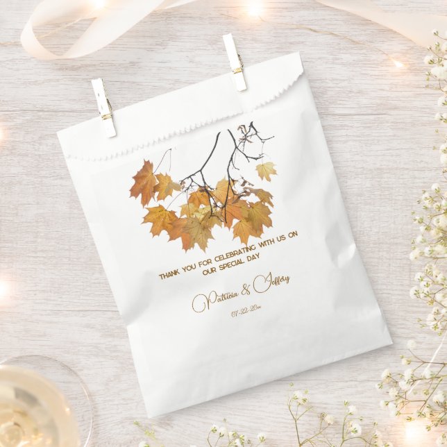Artistic Autumn Fall Leaves Wedding  Favour Bags (Clipped)
