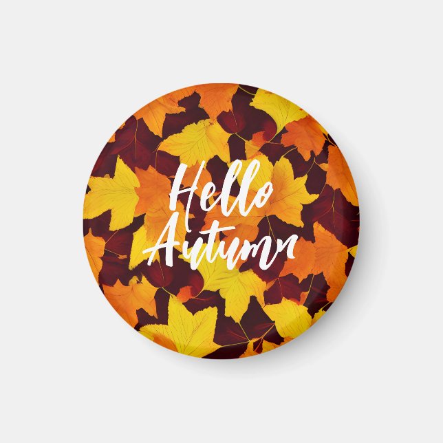 Artistic Autumn Leaves Pattern Magnet (Front)