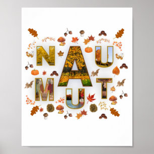 Artistic Autumn Leaves Typography Photo Collage Poster