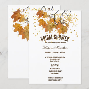 Artistic Autumn Leaves Wedding Bridal Shower Invitation