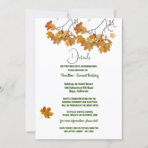 Artistic Autumn Leaves Wedding Enclosure Card