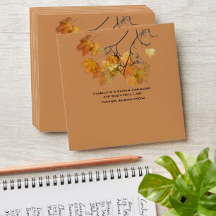 Artistic Autumn Leaves Wedding Envelope