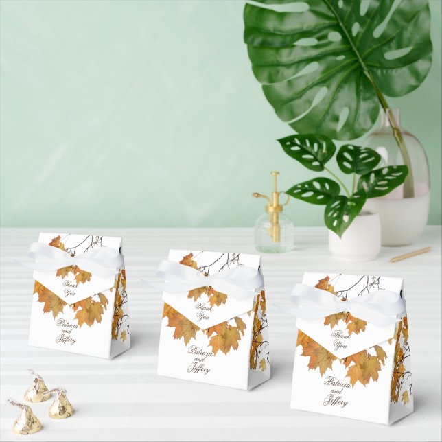 Artistic Autumn Leaves Wedding Favour Box (Multiple)