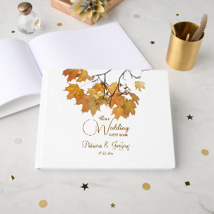 Artistic Autumn Leaves Wedding Guest Book