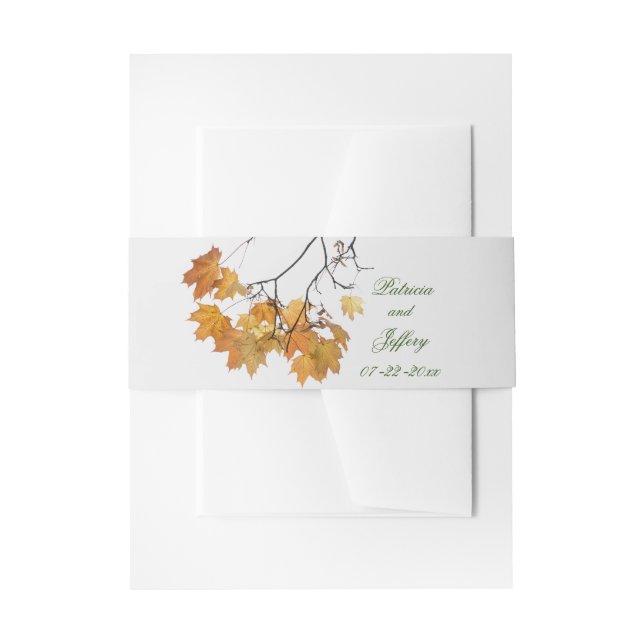 Artistic Autumn Leaves Wedding  Invitation Belly Band (Front Example)