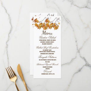 Artistic Autumn Leaves Wedding Menu