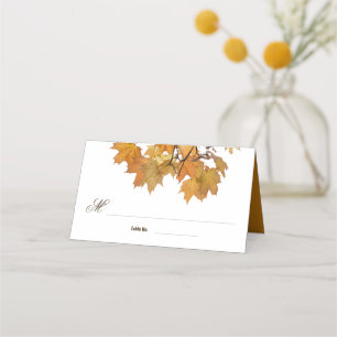 Artistic Autumn Leaves Wedding Place Card