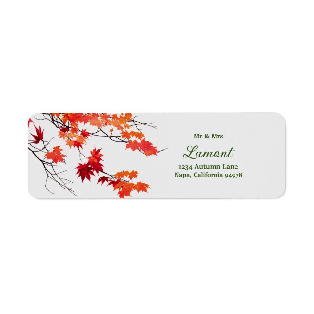 Artistic Autumn Leaves Wedding Return Address Labe (Front)