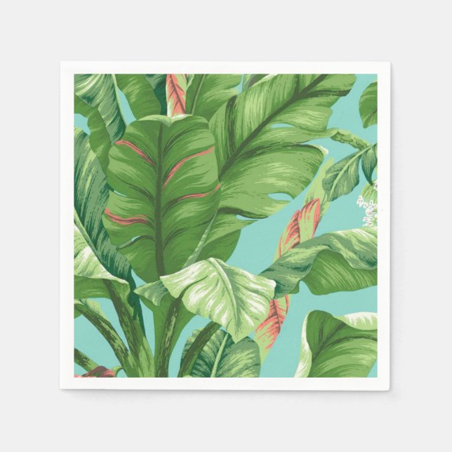 Artistic Banana Leaf & flower watercolor painting Napkin (Front)