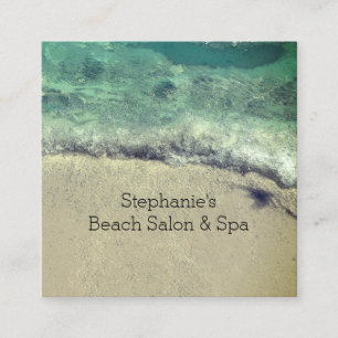 Artistic Beach Abstract Waves Coastal Salon Spa Square Business Card