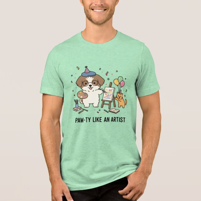Artistic Beagle and Kitten Craftsy Celebration Tee (Front)