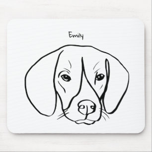 Artistic Beagle: Custom Text Mouse Pad