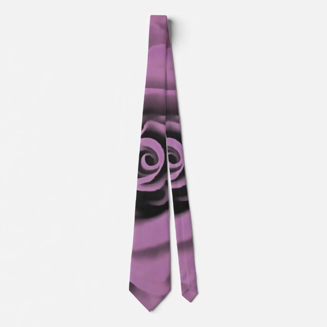 Artistic Big Dark Lavender Rose Tie (Front)