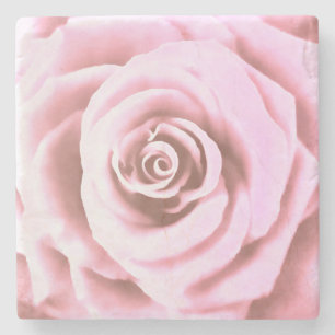 Artistic Big Pale Pink Rose Stone Coaster
