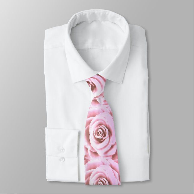Artistic Big Pale Pink Rose Tie (Tied)
