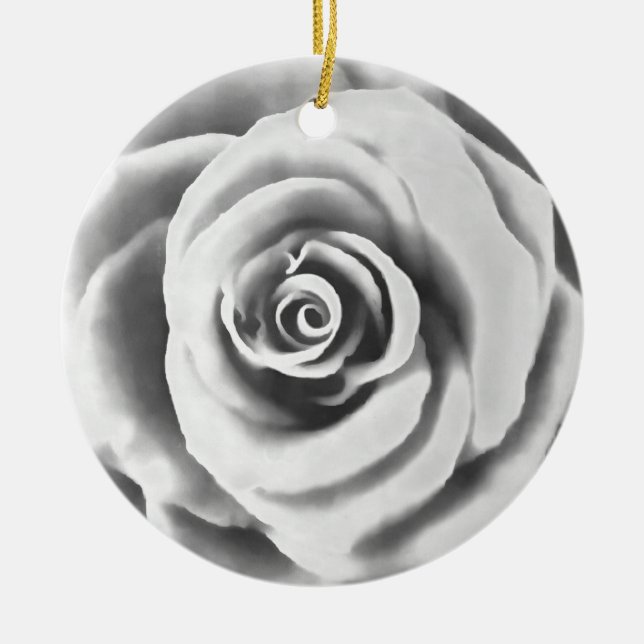 Artistic Big White Rose Ceramic Tree Decoration (Front)