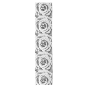 Artistic Big White Rose Short Table Runner