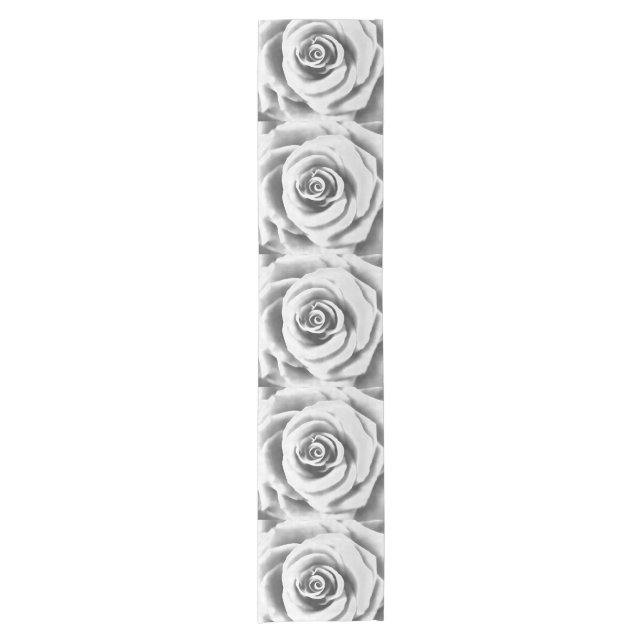 Artistic Big White Rose Short Table Runner (Front)