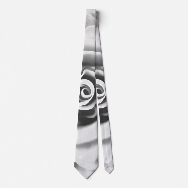Artistic Big White Rose Tie (Front)