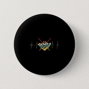 Artistic Billiards Heartbeat Retro Ecg Ekg 6 Cm Round Badge