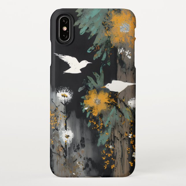 – Artistic Birds & Flowers Design iPhone Case (Back)