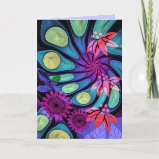 Artistic Birthday card with fantasy flowers & text