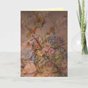 Artistic birthday card with floral still life