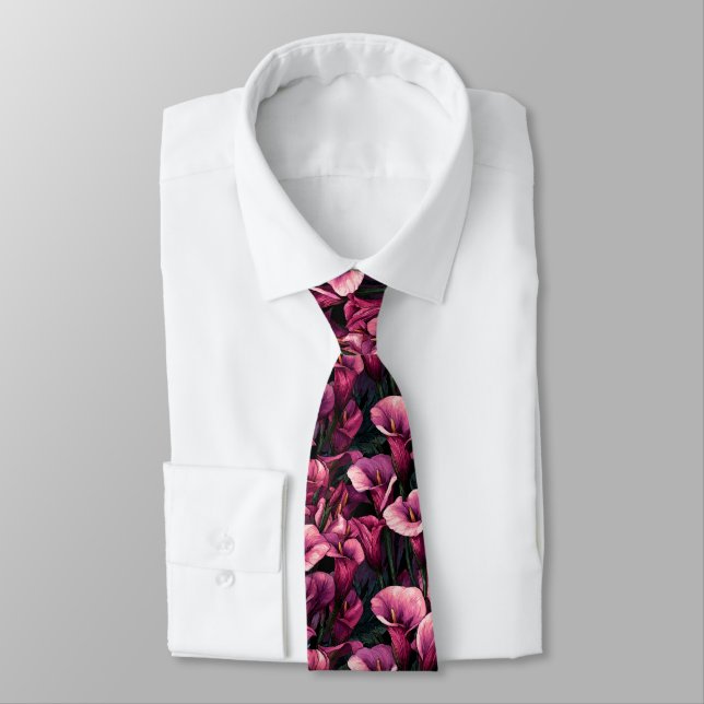 Artistic Birthday Gifts For Dad Calla Lilies Flowe Tie (Tied)