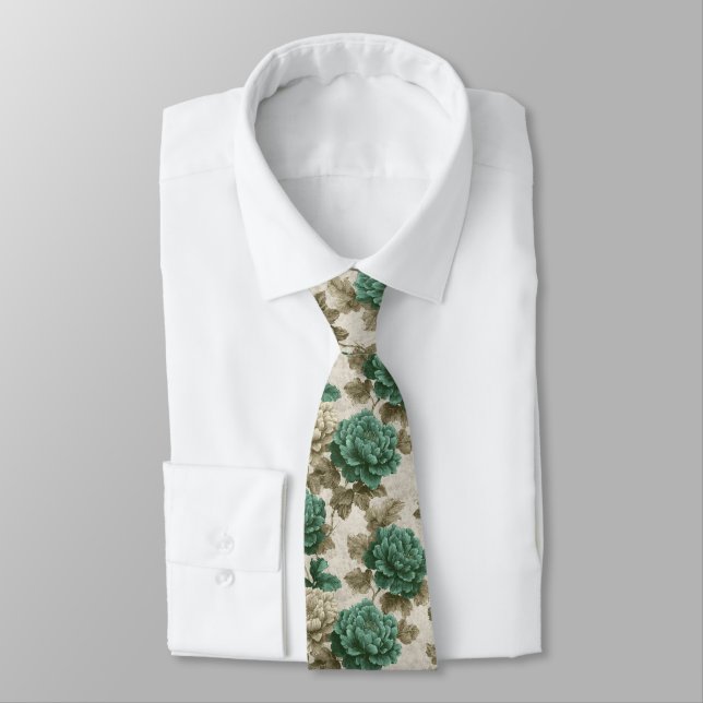 Artistic Birthday Gifts For Husband Peonies Floral Tie (Tied)