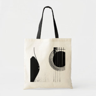Artistic Black Acoustic Guitar Tote Bag