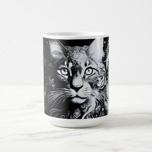 Artistic Black and White Cat Portrait Coffee Mug