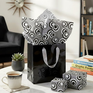 Artistic Black And White Round Circles Dots Tissue Paper