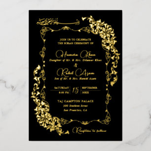 Artistic Black Gold Floral Paisley Muslim Wedding